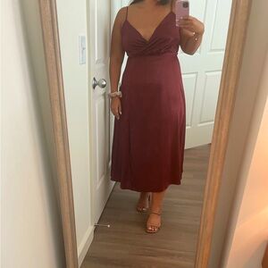 Lulu's Burgundy Midi Dress